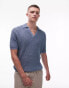 Topman knitted cotton revere polo in blue