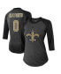 Women's Threads Tyrann Mathieu Black New Orleans Saints Name & Number Raglan 3/4 Sleeve T-shirt