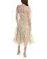 Фото #2 товара Teri Jon By Rickie Freeman Metallic Lace Capelet Midi Dress Women's Metallic 2