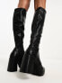 Schuh Wide Fit Della second skin heeled knee boots in black