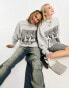 Фото #2 товара COLLUSION Unisex photo polaroid front print oversized sweatshirt in grey marl