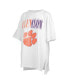 ფოტო #1 პროდუქტის Women's White Distressed Clemson Tigers Lickety-Split Oversized T-shirt
