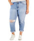 Фото #1 товара Trendy Plus Size Cuffed Girlfriend Jeans