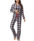 Women's Long Sleeve Notch Collar Top with Lounge Pants 2 Piece Pajama Set