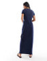 Vero Moda Petite knotted t-shirt maxi dress with split in navy