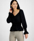 Фото #1 товара Women's Long-Sleeve Smocked Blouse, Created for Macy's