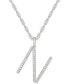 ფოტო #2 პროდუქტის Diamond Initial 18" Pendant Necklace (1/6 to 1/3 ct. t.w.) in 14k White Gold