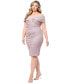 ფოტო #3 პროდუქტის Plus Size Metallic Ruched Sheath Dress