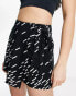 ASOS DESIGN wrap tie skort in mono print