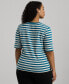 ფოტო #2 პროდუქტის Plus Size Striped Henley Tee