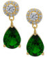 Фото #1 товара Green Quartz & Lab-Grown White Sapphire Drop Earrings in 14k Gold-Plated Sterling Silver