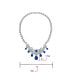 ფოტო #3 პროდუქტის Estate Jewelry Art Deco Style Baguette CZ Royal Blue Large Dangling Teardrops Bib Statement Collar Necklace For Women