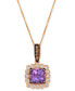 Grape Amethyst (2-1/8 ct. t.w.) & Diamond (3/8 ct. t.w.) Halo Pendant Necklace in 14k Rose Gold, 18" + 2" extender