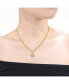 ფოტო #2 პროდუქტის 14k Gold Plated with Cubic Zirconia Vintage like Shield Sunshine Pendant Curb Chain Adjustable Necklace