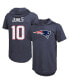 Фото #2 товара Men's Threads Mac Jones Navy New England Patriots Player Name and Number Tri-Blend Hoodie T-shirt