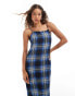 Vans camden check slip dress in blue