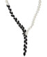 ფოტო #1 პროდუქტის Cultured Freshwater Button Pearl (5-6mm) & Onyx Marquise 18" Lariat Necklace in Sterling Silver