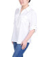 ფოტო #3 პროდუქტის Petite 3/4 Roll Tab Sleeve Zip Front Blouse