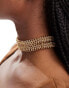 Фото #4 товара ASOS DESIGN choker necklace with double row snake chain in gold tone