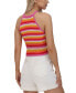 Women's Striped Crochet Halter Tank