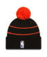 Фото #2 товара Men's Black Detroit Pistons 2023/24 City Edition Cuffed Pom Knit Hat