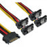 Фото #1 товара InLine SATA Power 1 to 4 Cable female / 4x SATA male angled with latches 0.30m