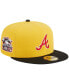 ფოტო #1 პროდუქტის Men's Yellow, Black Atlanta Braves Grilled 59FIFTY Fitted Hat