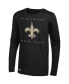 Men's Black New Orleans Saints Side Drill Long Sleeve T-shirt