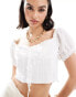 Фото #1 товара Mango puff sleeve bow front top in white