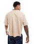 Фото #2 товара ASOS DESIGN relaxed boxy heavyweight t-shirt with contrast neck in neutral