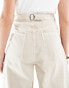 ASOS DESIGN high waisted wide leg jeans with cinch in neutral