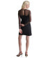 Women's Mesh Yoke Long-Sleeve Scuba Crepe Dress