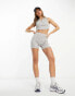 Фото #3 товара ASOS DESIGN button notch neck rib tank with curved hem in grey marl