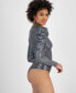 Фото #2 товара Women's Metallic Draped-Shoulder Bodysuit, Created for Macy's