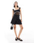 Фото #2 товара ASOS DESIGN cap sleeve lace top with ribbon detail in black