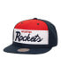 Men's White, Navy Houston Rockets Retro Sport Colorblock Script Snapback Hat