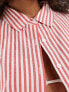 Фото #3 товара Esmee oversized long sleeve beach shirt in berry red stripe