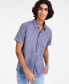 ფოტო #1 პროდუქტის Men's Blake Linen Chambray Short Sleeve Button-Front Shirt, Created for Macy's