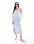 Фото #1 товара Pieces ribbed cami maxi dress in blue stripe