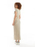 JDY ribbed cap sleeve maxi dress in beige