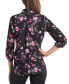 Juniors' Roll-Tab-Sleeve Tie-Front Floral Shirt