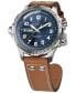 ფოტო #4 პროდუქტის Men's Swiss Khaki X-Wind Brown Leather Strap Watch 45mm