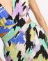 ASOS DESIGN halter neck cut out midi dress in bright sketch print