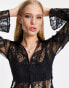 Reclaimed Vintage inspired spliced lace shirt in black