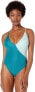 BCBGMAXAZRIA Women's 169914 Plunge V-Neck Crossback One Piece Swimsuit Size 2