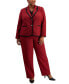 Фото #4 товара Plus Size Houndstooth Framed Double-Button Jacket & Straight-Leg 2-Pc. Pantsuit