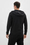 Modern Hoodie Full Zip Kapüşonlu Siyah Sweatshirt