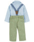 Фото #8 товара Baby 2-Piece Button-Front Bodysuit and Suspenders Pants Set 3M