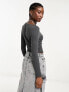 Фото #7 товара New Look scoop hem slash neck top in dark grey