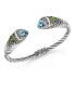 ფოტო #1 პროდუქტის Blue Topaz, Peridot Bali Filigree Cuff Bracelet in Sterling Silver and 18K Gold